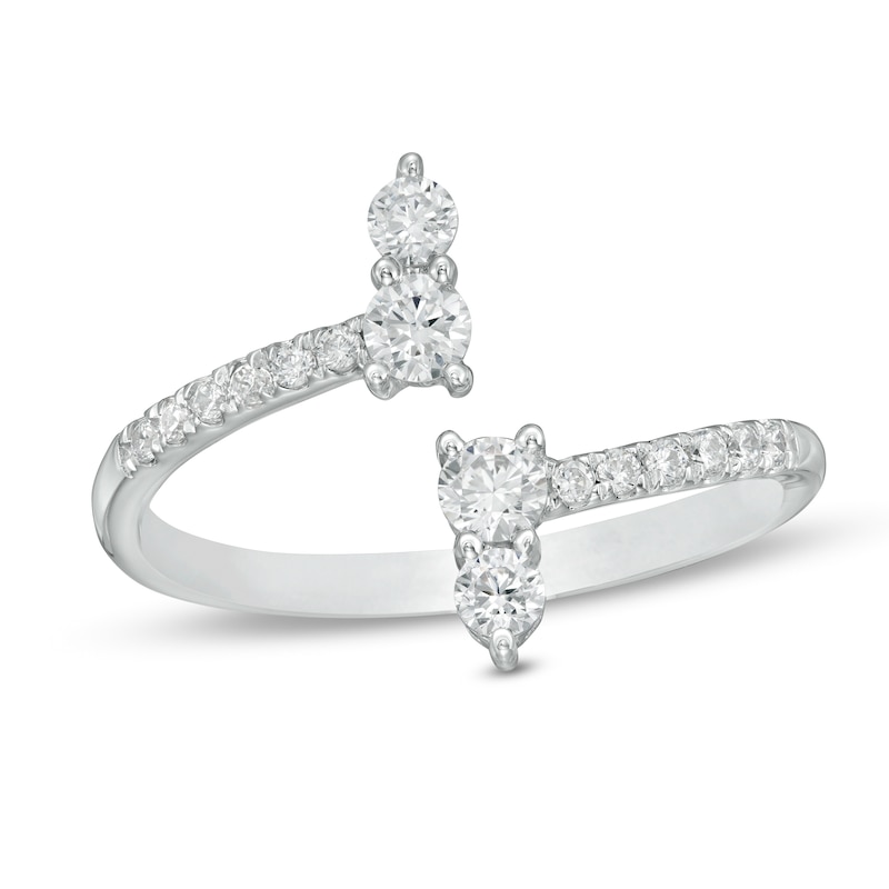 Main Image 1 of 1/2 CT. T.W. Certified Lab-Grown Diamond Bypass Ring in 14K White Gold (F/SI2)
