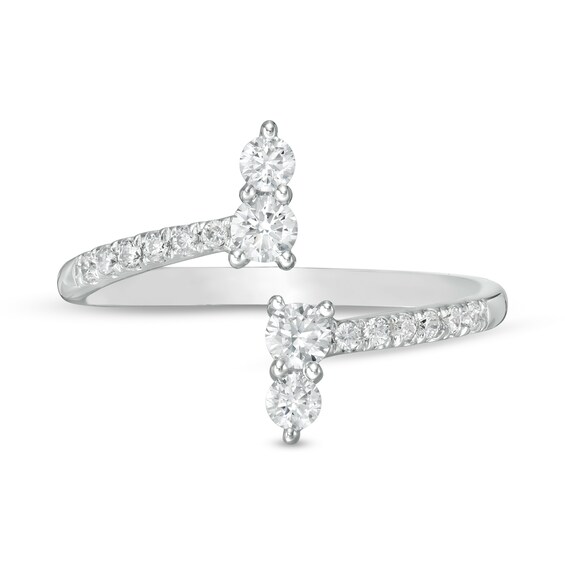 1/2 CT. T.w. Certified Lab-Grown Diamond Bypass Ring in 14K White Gold (F/Si2)