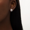 Thumbnail Image 2 of 1 CT. T.W. Certified Emerald-Cut Lab-Grown Diamond Octagonal Double Frame Stud Earrings in 14K White Gold (F/SI2)