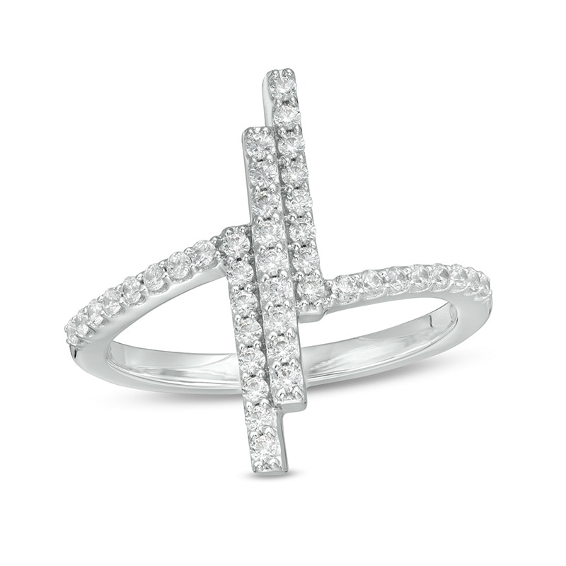Main Image 1 of 3/8 CT. T.W. Certified Lab-Grown Diamond Triple Vertical Bar Ring in 14K White Gold (F/SI2)