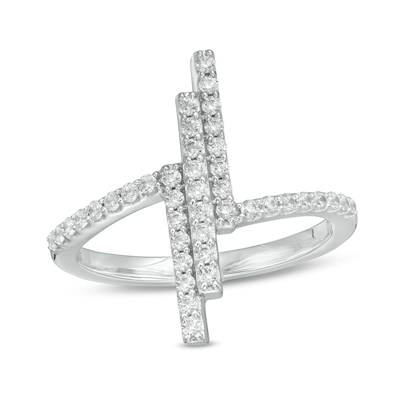 3/8 CT. T.W. Certified Lab-Created Diamond Triple Vertical Bar Ring in 14K White Gold (F/SI2)