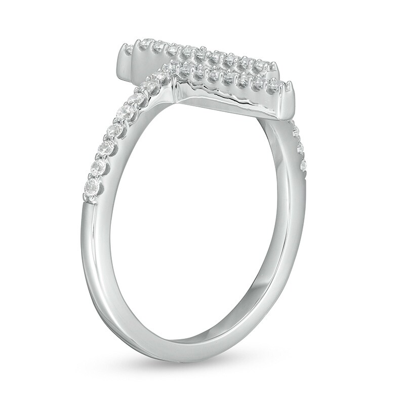 Main Image 3 of 3/8 CT. T.W. Certified Lab-Grown Diamond Triple Vertical Bar Ring in 14K White Gold (F/SI2)