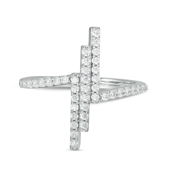 3/8 CT. T.w. Certified Lab-Grown Diamond Triple Vertical Bar Ring in 14K White Gold (F/Si2)