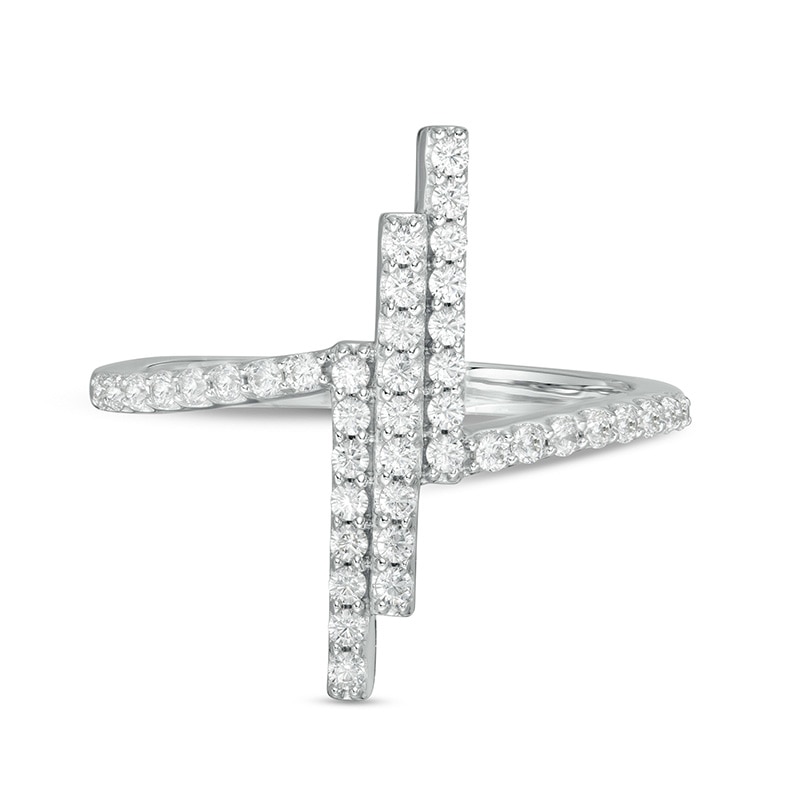 Main Image 4 of 3/8 CT. T.W. Certified Lab-Grown Diamond Triple Vertical Bar Ring in 14K White Gold (F/SI2)