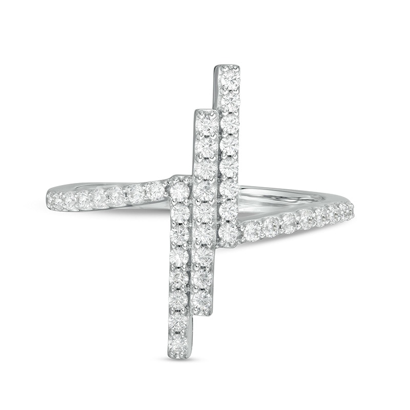 3/8 CT. T.W. Certified Lab-Created Diamond Triple Vertical Bar Ring in 14K White Gold (F/SI2)