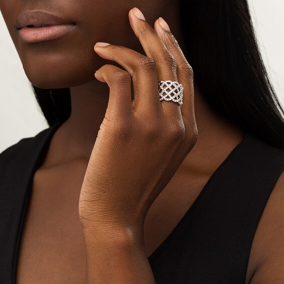 1 CT. T.w. Certified Lab-Grown Diamond Lattice Ring in 14K White Gold (F/Si2)