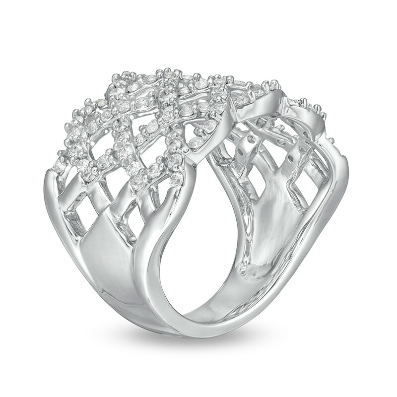 Main Image 3 of 1 CT. T.W. Certified Lab-Grown Diamond Lattice Ring in 14K White Gold (F/SI2)