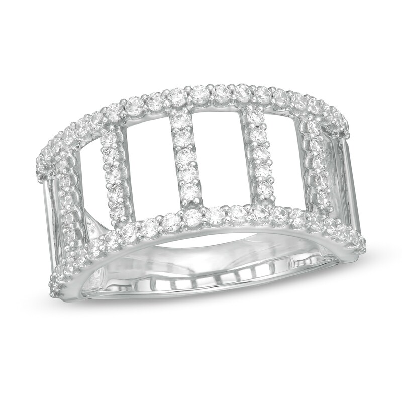 Main Image 1 of 5/8 CT. T.W. Certified Lab-Grown Diamond Open Ladder Ring in 14K White Gold (F/SI2)