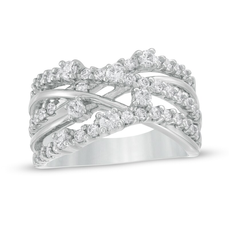 Main Image 1 of 1 CT. T.W. Certified Lab-Grown Diamond Multi-Row Crossover Ring in 14K White Gold (F/SI2)