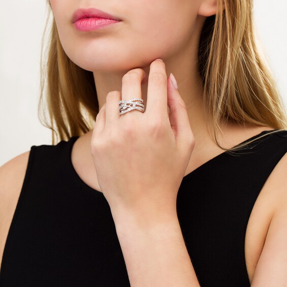 1 CT. T.w. Certified Lab-Grown Diamond Multi-Row Crossover Ring in 14K White Gold (F/Si2)