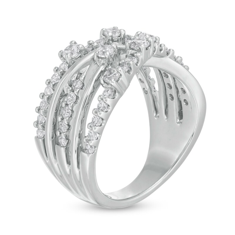 Main Image 3 of 1 CT. T.W. Certified Lab-Grown Diamond Multi-Row Crossover Ring in 14K White Gold (F/SI2)