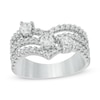 Thumbnail Image 0 of 1 CT. T.W. Certified Lab-Created Diamond Chevron Multi-Row Ring in 14K White Gold (F/SI2)