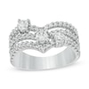 Thumbnail Image 1 of 1 CT. T.W. Certified Lab-Grown Diamond Chevron Multi-Row Ring in 14K White Gold (F/SI2)