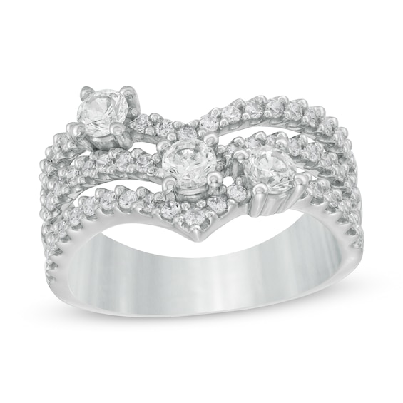 1 CT. T.w. Certified Lab-Grown Diamond Chevron Multi-Row Ring in 14K White Gold (F/Si2)