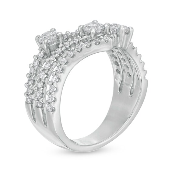 1 CT. T.w. Certified Lab-Grown Diamond Chevron Multi-Row Ring in 14K White Gold (F/Si2)