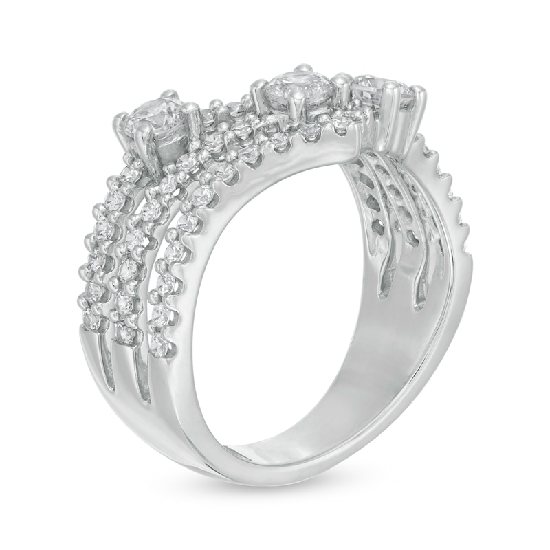 Main Image 3 of 1 CT. T.W. Certified Lab-Grown Diamond Chevron Multi-Row Ring in 14K White Gold (F/SI2)