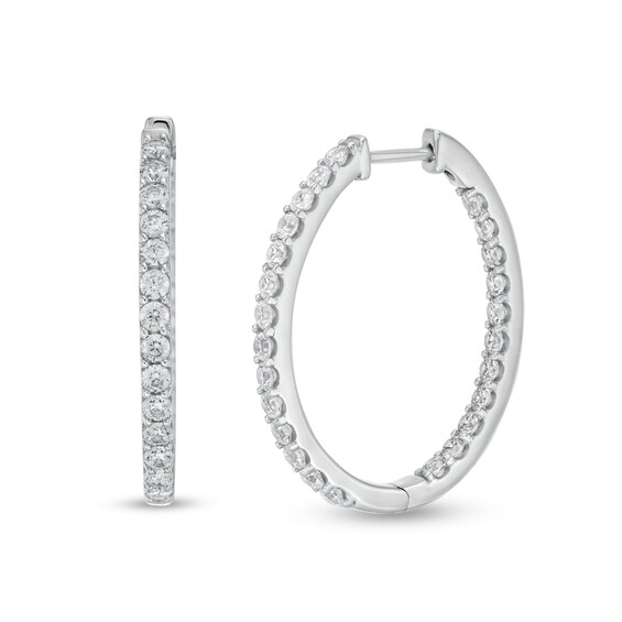 2 CT. T.w. Certified Lab-Grown Diamond Inside-Out Oval Hoop Earrings in 14K White Gold (F/Si2)