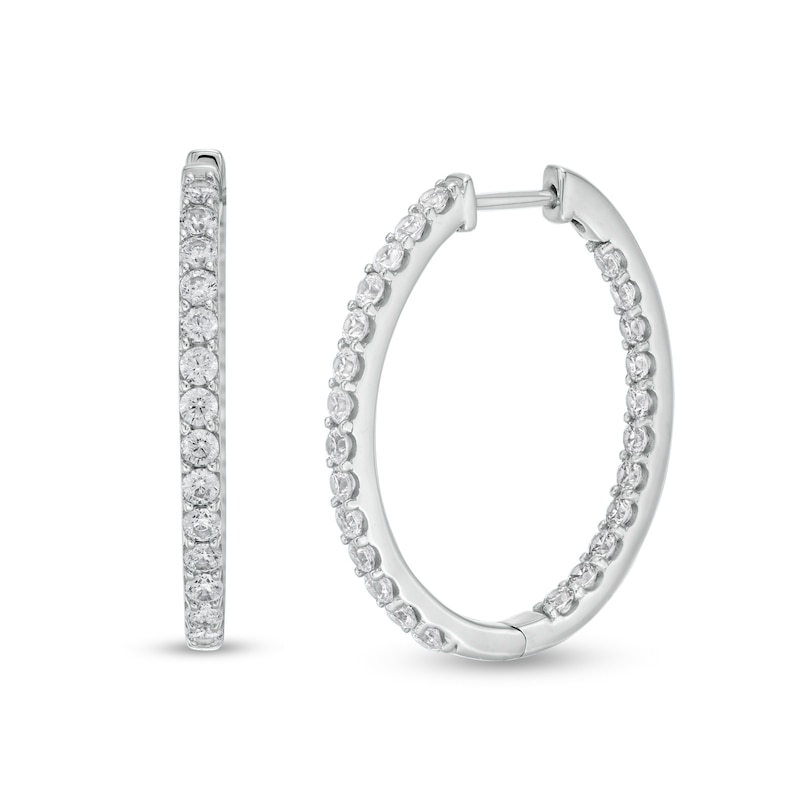 2 CT. T.W. Certified Lab-Created Diamond Inside-Out Oval Hoop Earrings in 14K White Gold (F/SI2)