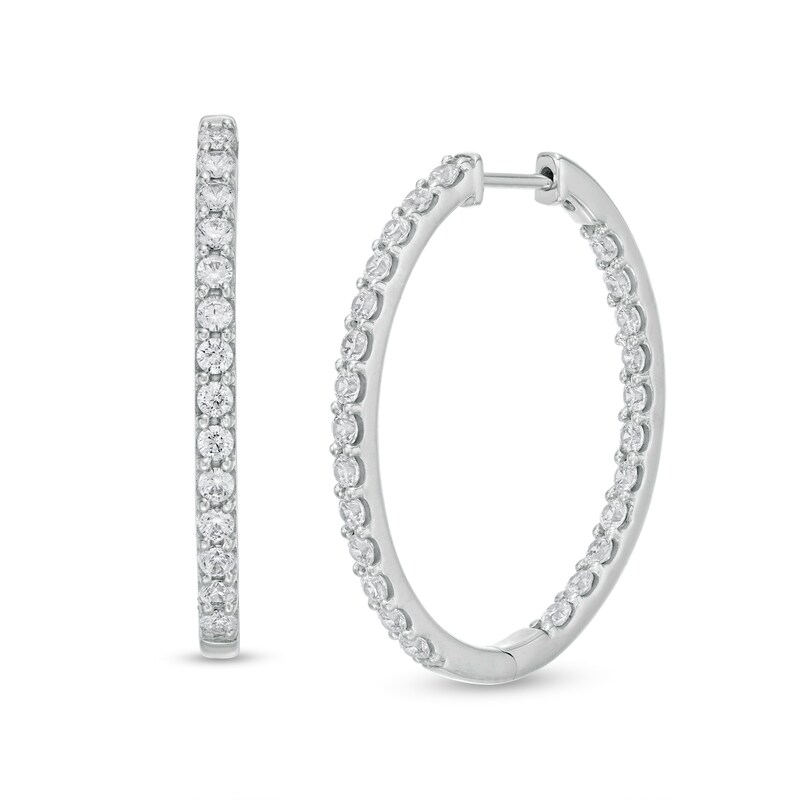 Main Image 1 of 3 CT. T.W. Certified Lab-Grown Diamond Inside-Out Hoop Earrings in 14K White Gold (F/SI2)