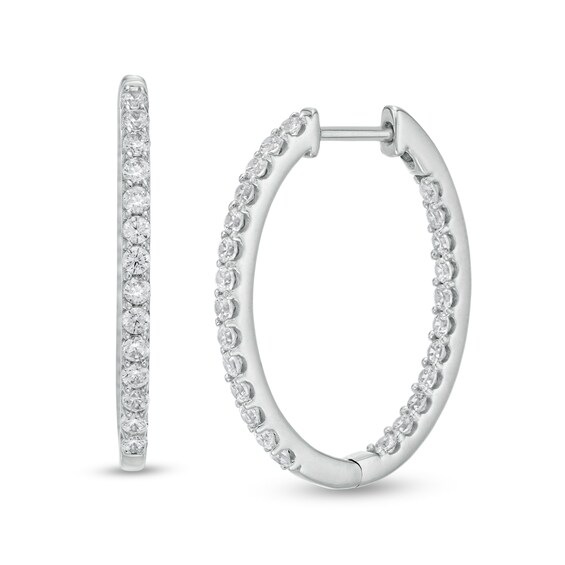 1 CT. T.W. Certified Lab-Created Diamond Inside-Out Hoop Earrings in 14K White Gold (F/SI2) 1 CT. T.W. Certified Lab-Created Diamond Inside-Out Hoop Earrings in 14K White Gold (F/SI2)