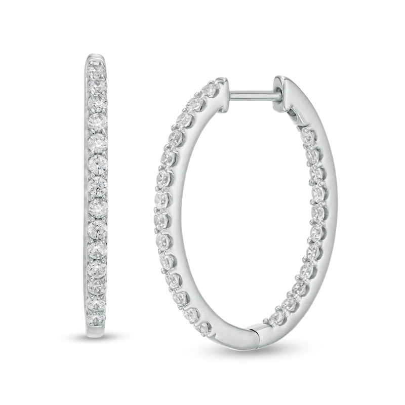 Main Image 1 of 1 CT. T.W. Certified Lab-Grown Diamond Inside-Out Hoop Earrings in 14K White Gold (F/SI2)
