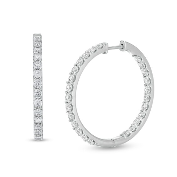 2 CT. T.w. Certified Lab-Grown Diamond Inside-Out Hoop Earrings in 14K White Gold (F/Si2)