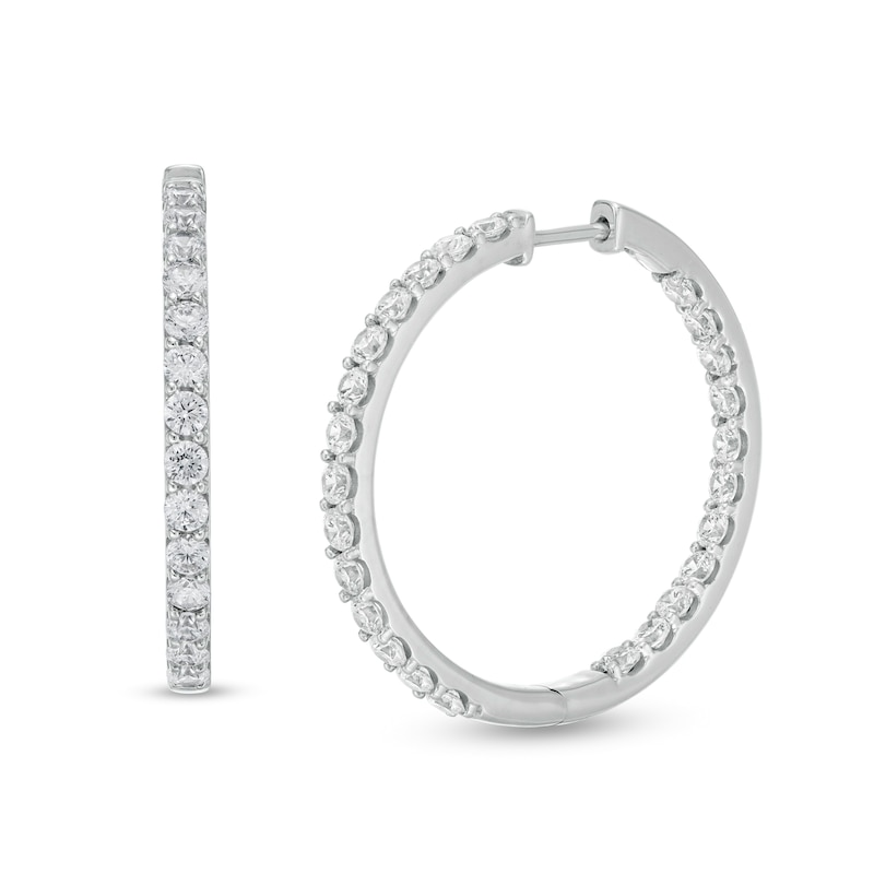 Main Image 1 of 2 CT. T.W. Certified Lab-Created Diamond Inside-Out Hoop Earrings in 14K White Gold (F/SI2)