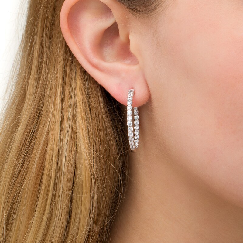 Main Image 2 of 2 CT. T.W. Certified Lab-Created Diamond Inside-Out Hoop Earrings in 14K White Gold (F/SI2)