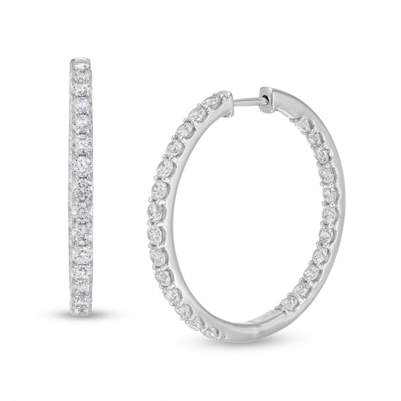Main Image 1 of 3 CT. T.W. Certified Lab-Grown Diamond Inside-Out Hoop Earrings in 14K White Gold (F/SI2)