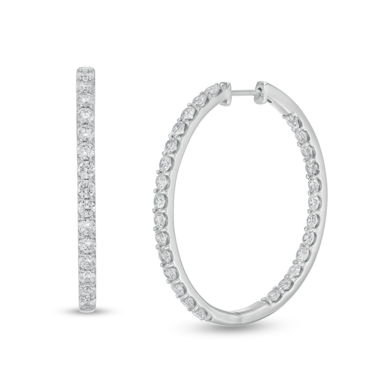 Main Image 1 of 4 CT. T.W. Certified Lab-Grown Diamond Inside-Out Hoop Earrings in 14K White Gold (F/SI2)