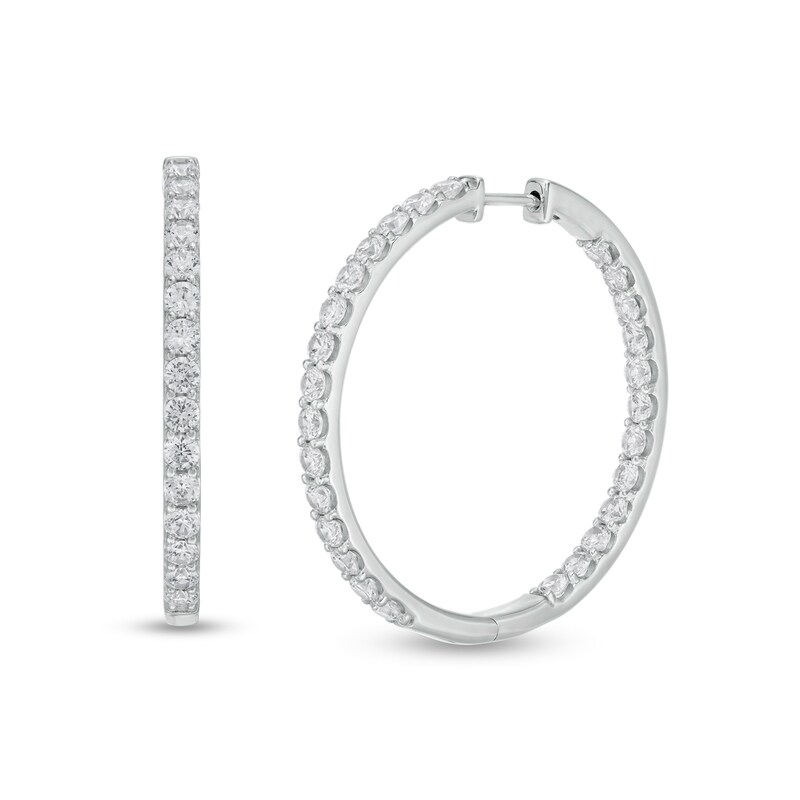 Main Image 1 of 4 CT. T.W. Certified Lab-Grown Diamond Inside-Out Hoop Earrings in 14K White Gold (F/SI2)