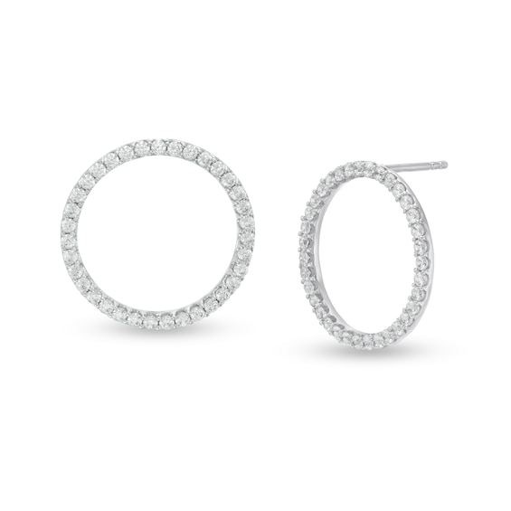 1 CT. T.w. Certified Lab-Grown Diamond Open Circle Stud Earrings in 14K White Gold (F/Si2)