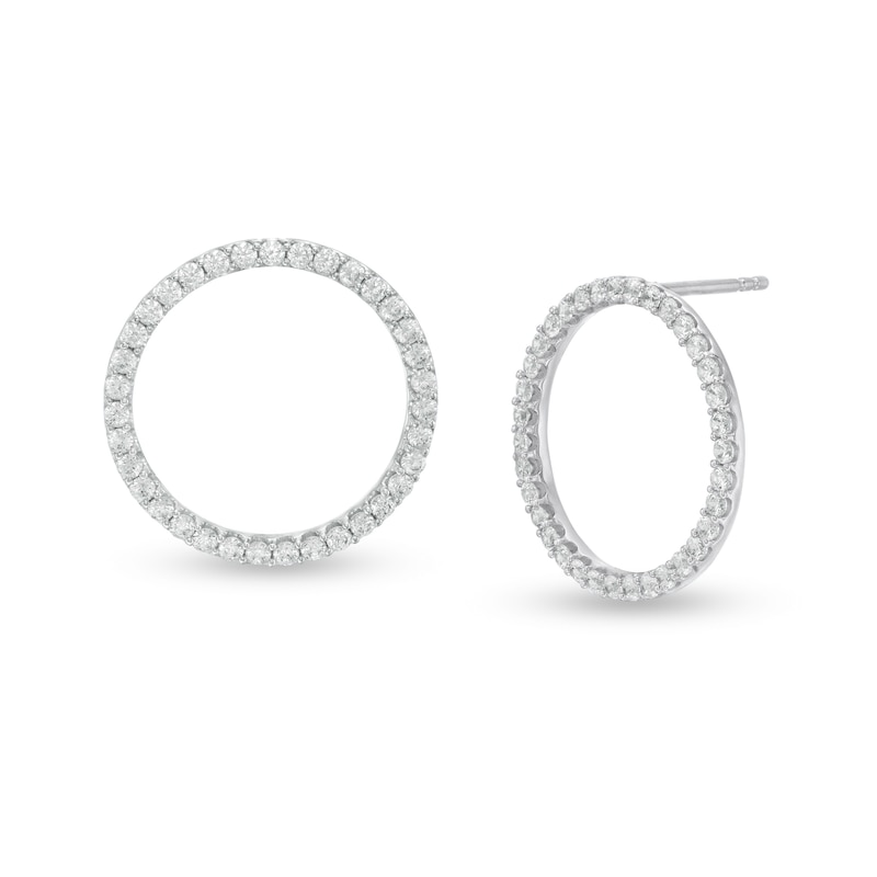 Main Image 1 of 1 CT. T.W. Certified Lab-Grown Diamond Open Circle Stud Earrings in 14K White Gold (F/SI2)