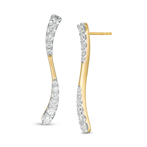 1-1/2 CT. T.W. Journey Diamond Linear Wave Drop Earrings in 10K Gold 1-1/2 CT. T.W. Journey Diamond Linear Wave Drop Earrings in 10K Gold