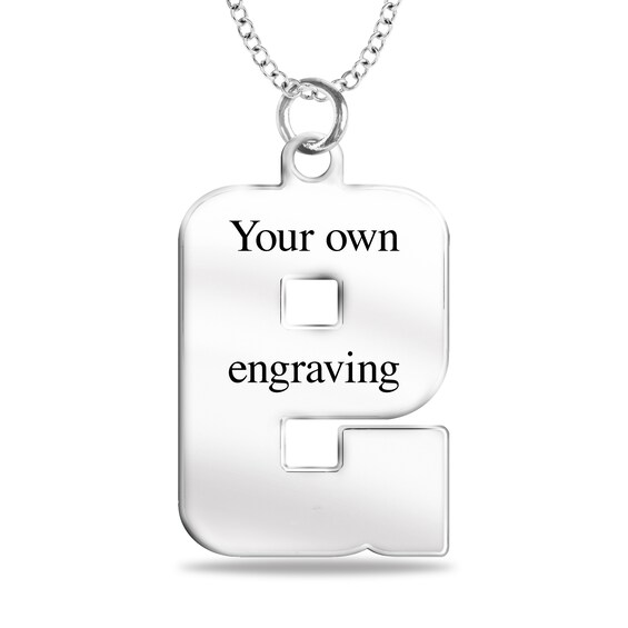 Engravable Enamel Baseball Jersey Number Sport Pendant in Sterling Silver (1 Number and 2 Lines)