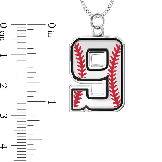 Engravable Enamel Baseball Jersey Number Sport Pendant in Sterling Silver (1 Number and 2 Lines)