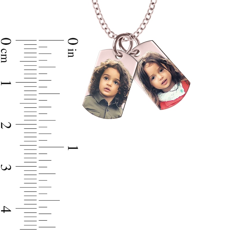 Small Engravable Photo Dog Tag Duo Pendant in 10K White, Yellow or Rose Gold  (2 Images and 2 Lines) | Zales