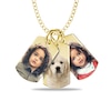 Thumbnail Image 0 of Small Engravable Photo Dog Tag Trio Pendant in 10K White, Yellow or Rose Gold (3 Images and 3 Lines)