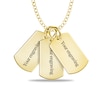 Thumbnail Image 2 of Small Engravable Photo Dog Tag Trio Pendant in 10K White, Yellow or Rose Gold (3 Images and 3 Lines)