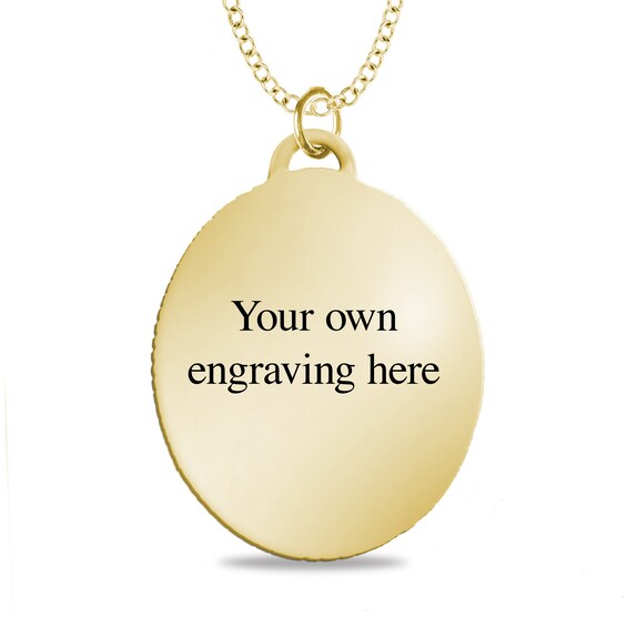 Engravable Photo Rope Frame Oval Pendant in 10K White, Yellow or Rose Gold (1 Image and 3 Lines)