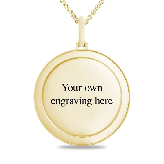 1-1/4 CT. T.w. Diamond Frame Engravable Photo Medallion Pendant in 10K Gold (1 Image and 4 Lines)