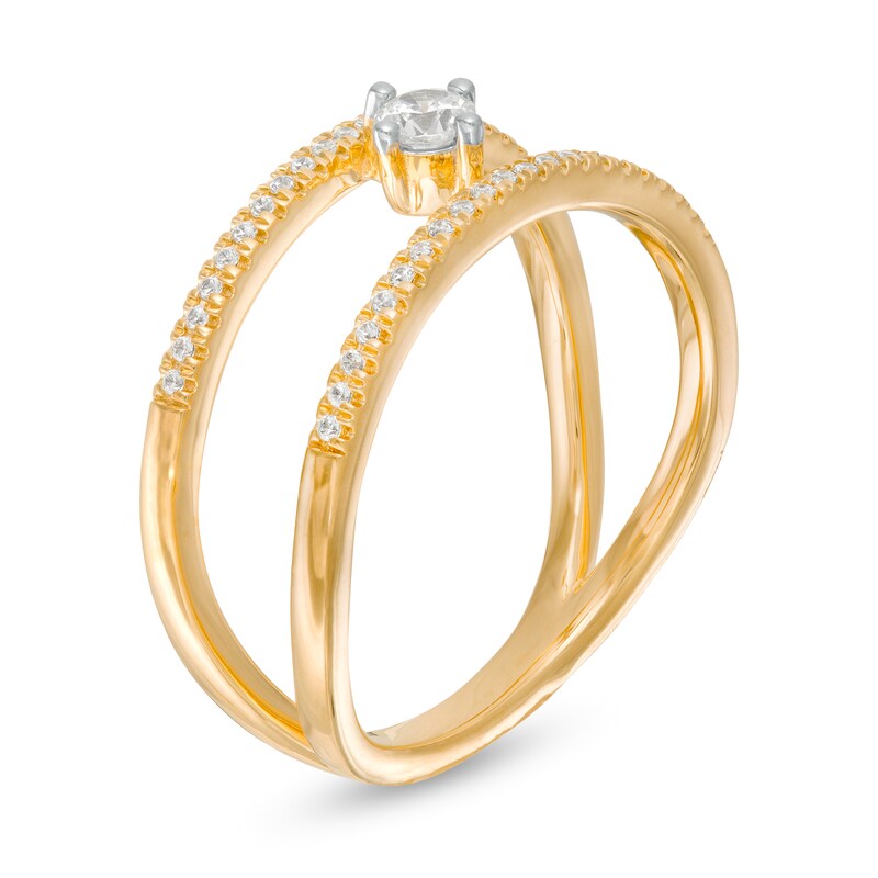 Main Image 3 of Remixed Reimagined 1/4 CT. T.W. Diamond Split Shank Orbit Ring in 10K Gold