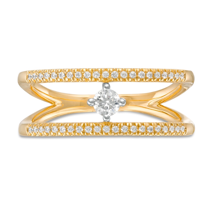 Main Image 4 of Remixed Reimagined 1/4 CT. T.W. Diamond Split Shank Orbit Ring in 10K Gold