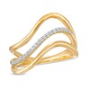 Thumbnail Image 1 of Remixed Reimagined 1/10 CT. T.W. Diamond Triple Row Split Shank Wave Ring in 10K Gold