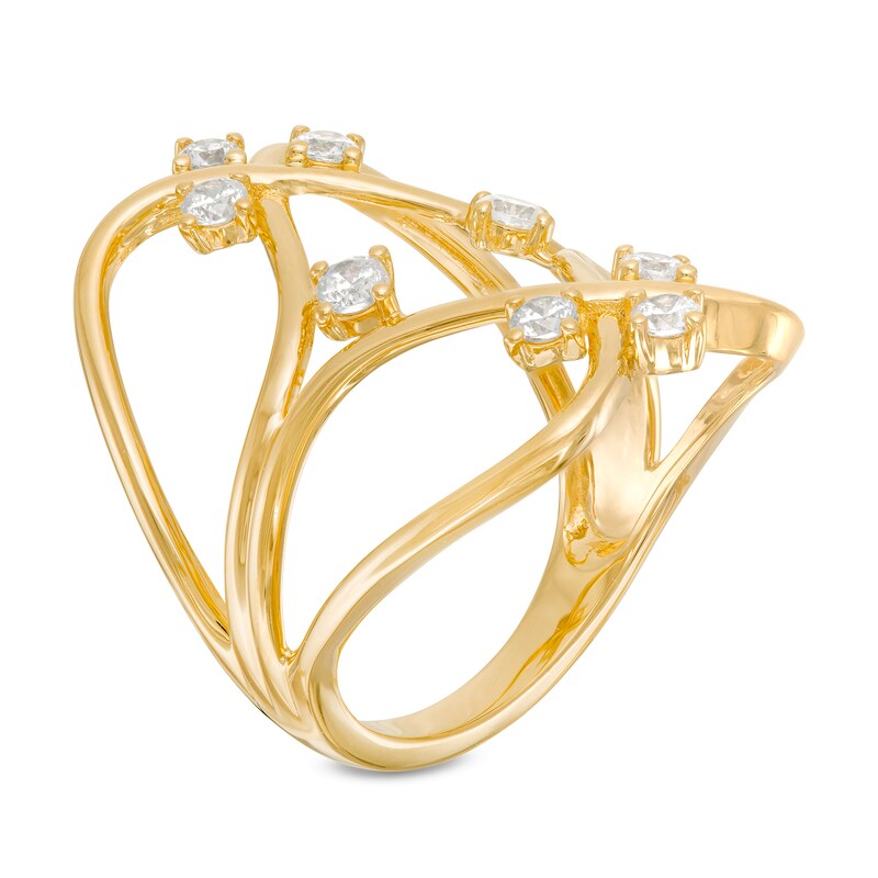 Main Image 3 of Remixed Reimagined 1/2 CT. T.W. Diamond Multi-Row Orbit Open Shank Ring in 10K Gold