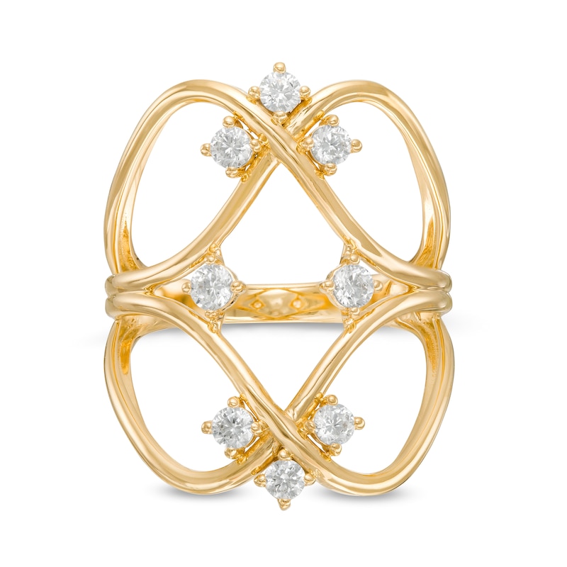 Main Image 4 of Remixed Reimagined 1/2 CT. T.W. Diamond Multi-Row Orbit Open Shank Ring in 10K Gold