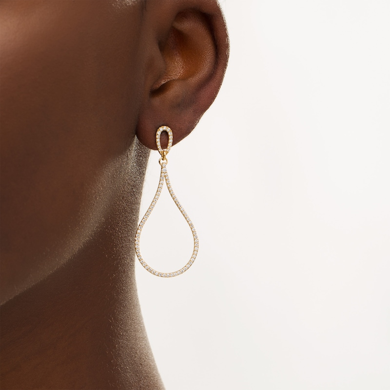 Main Image 2 of Remixed Reimagined 1 CT. T.W. Diamond Outline Teardrop Earrings in 10K Gold