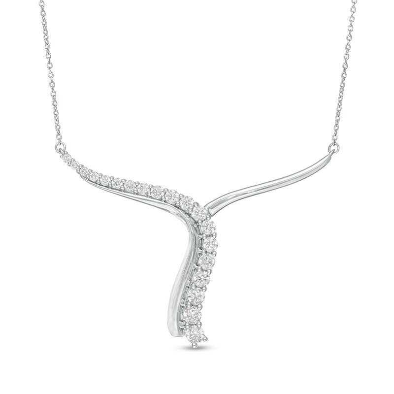 Main Image 1 of 1 CT. T.W. Certified Lab-Grown Diamond Abstract "Y" Necklace in 14K White Gold (F/SI2)