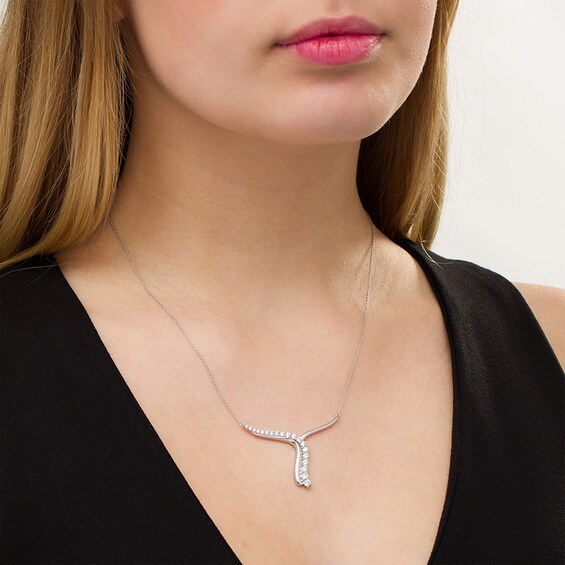 1 CT. T.w. Certified Lab-Grown Diamond Abstract "Y" Necklace in 14K White Gold (F/Si2)