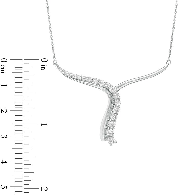 Main Image 3 of 1 CT. T.W. Certified Lab-Grown Diamond Abstract "Y" Necklace in 14K White Gold (F/SI2)